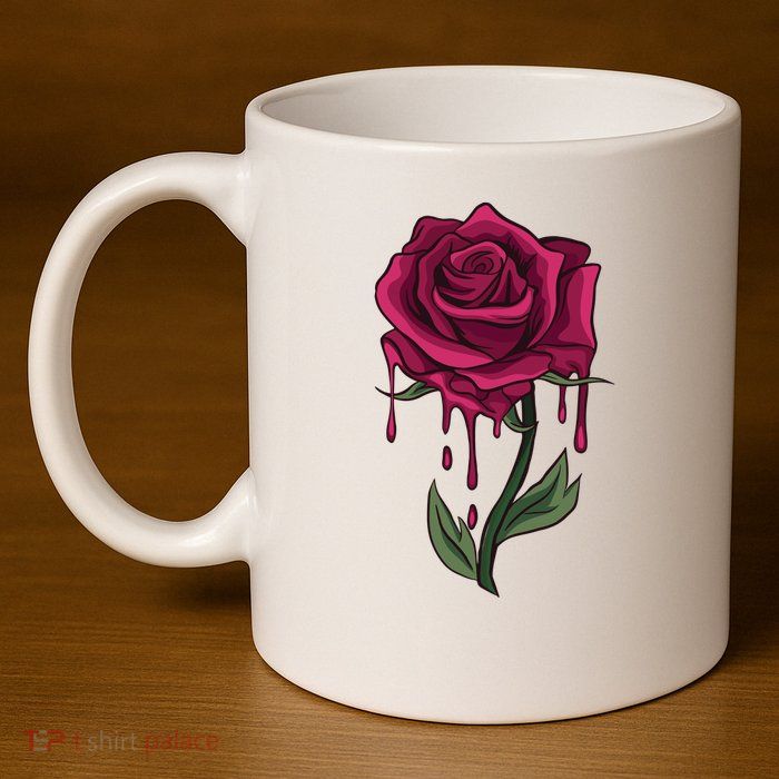 Bleeding Rose 11oz C Handle Ceramic Mug