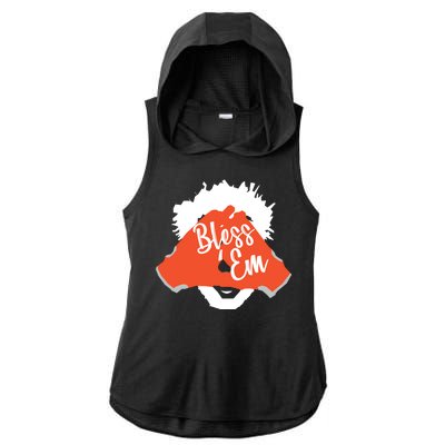 Bless 'Em Browns Football Saying Ladies PosiCharge Tri-Blend Wicking Draft Hoodie Tank