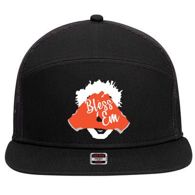 Bless 'Em Browns Football Saying 7 Panel Mesh Trucker Snapback Hat