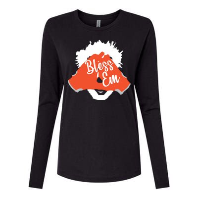 Bless 'Em Browns Football Saying Womens Cotton Relaxed Long Sleeve T-Shirt