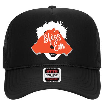 Bless 'Em Browns Football Saying High Crown Mesh Back Trucker Hat