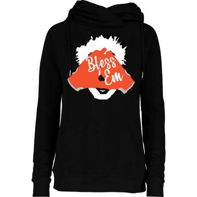 Bless 'Em Browns Football Saying Womens Funnel Neck Pullover Hood