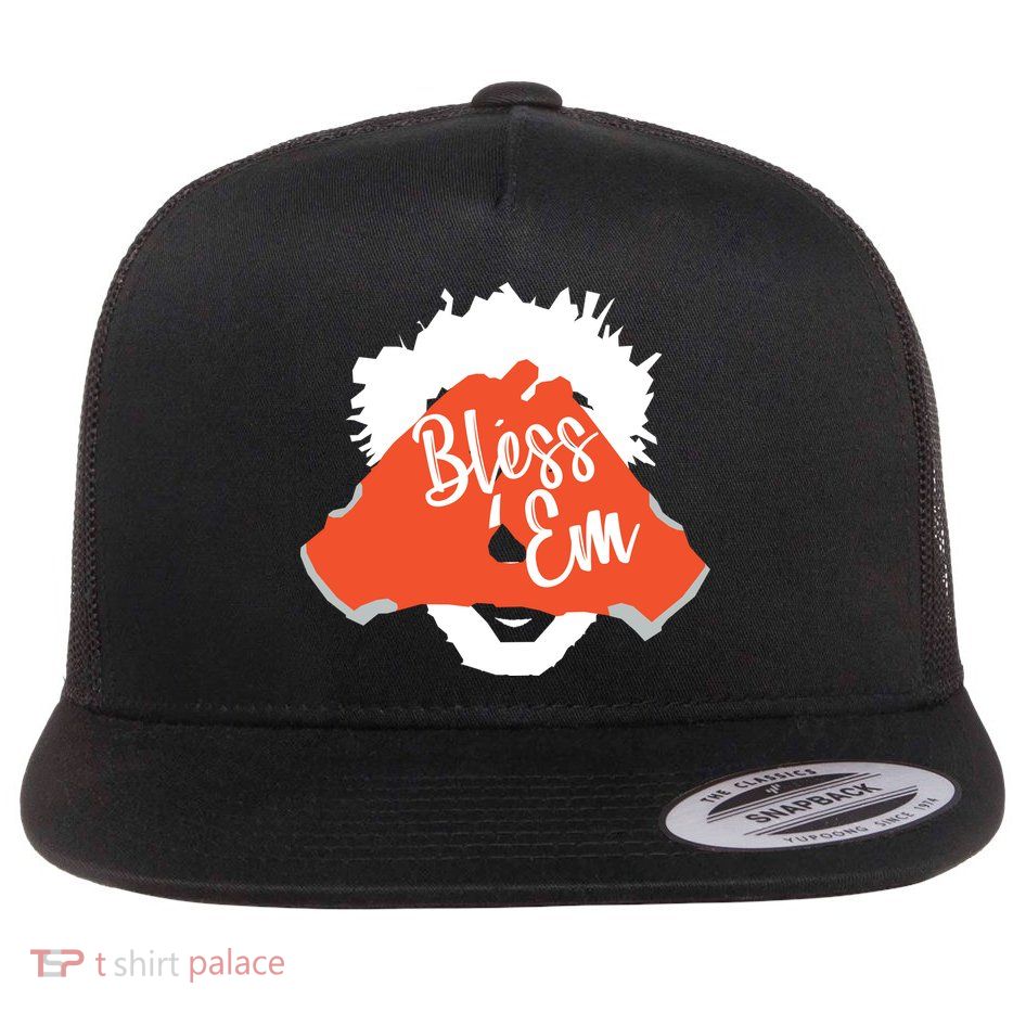 Bless 'Em Browns Football Saying Flat Bill Trucker Hat