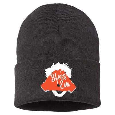 Bless 'Em Browns Football Saying Sustainable Knit Beanie