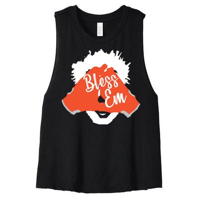 Bless 'Em Browns Football Saying Women's Racerback Cropped Tank