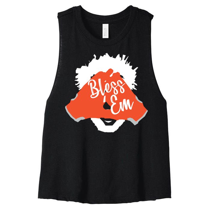 Bless 'Em Browns Football Saying Women's Racerback Cropped Tank