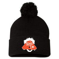 Bless 'Em Browns Football Saying Pom Pom 12in Knit Beanie