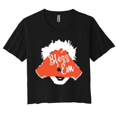 Bless 'Em Browns Football Saying Women's Crop Top Tee