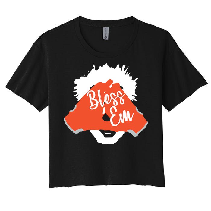 Bless 'Em Browns Football Saying Women's Crop Top Tee