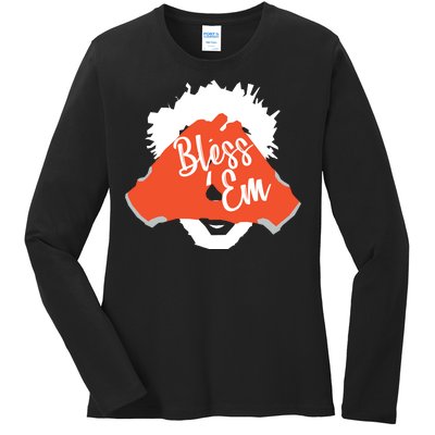 Bless 'Em Browns Football Saying Ladies Long Sleeve Shirt