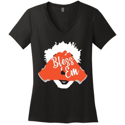 Bless 'Em Browns Football Saying Women's V-Neck T-Shirt