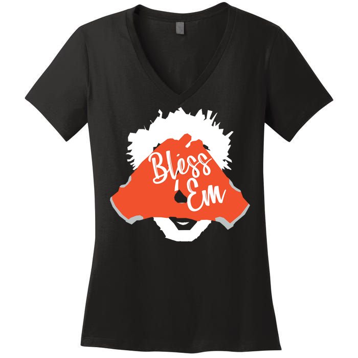 Bless 'Em Browns Football Saying Women's V-Neck T-Shirt