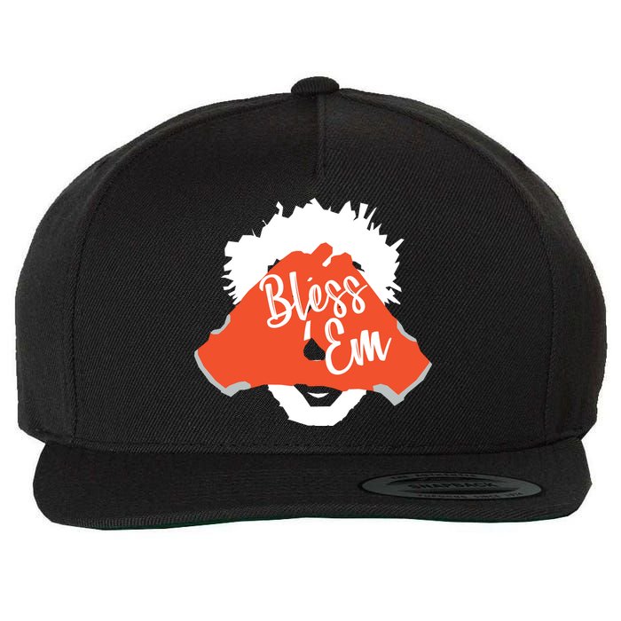 Bless 'Em Browns Football Saying Wool Snapback Cap