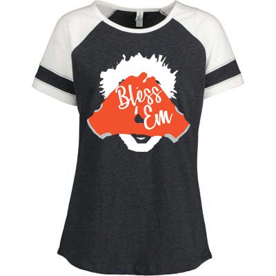 Bless 'Em Browns Football Saying Enza Ladies Jersey Colorblock Tee