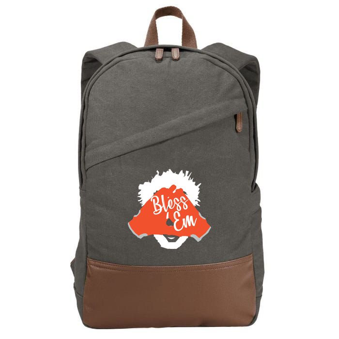 Bless 'Em Browns Football Saying Cotton Canvas Backpack