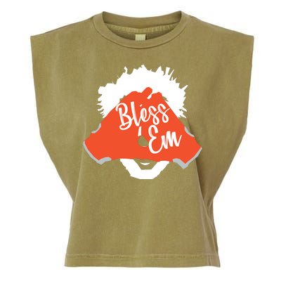 Bless 'Em Browns Football Saying Garment-Dyed Women's Muscle Tee