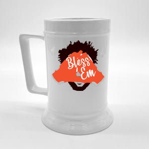 Bless 'Em Browns Football Saying Beer Stein