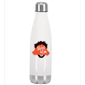 Bless 'Em Browns Football Saying Stainless Steel Insulated Water Bottle