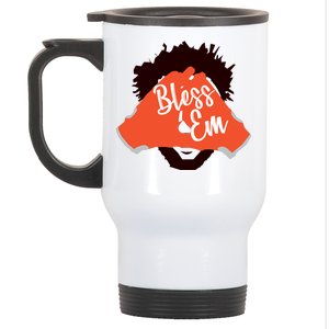 Bless 'Em Browns Football Saying Stainless Steel Travel Mug