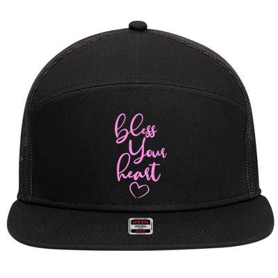 Bless Your Heart Southern Saying 7 Panel Mesh Trucker Snapback Hat