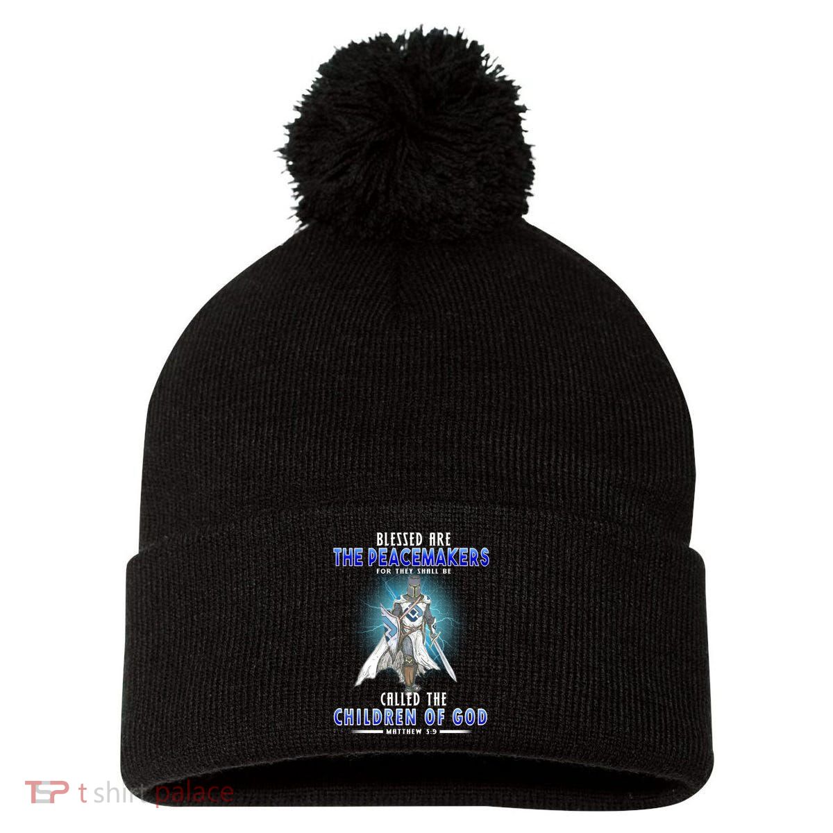 Blessed Are The Peacemakers Children Of God Pom Pom 12in Knit Beanie