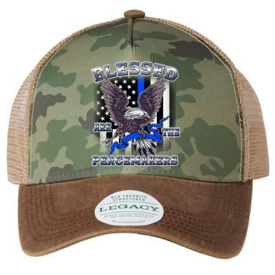 Blessed Are The Peacemakers Thin Blue Line Eagle Legacy Tie Dye Trucker Hat