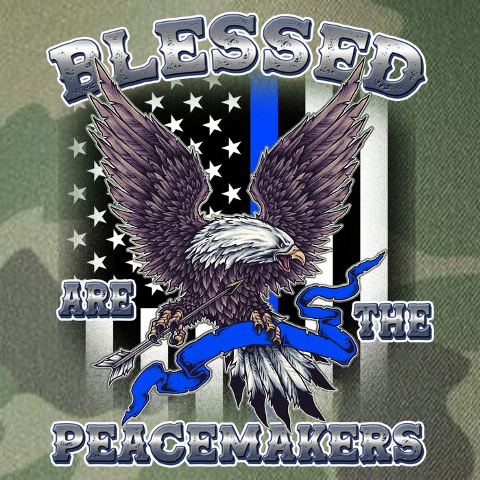 Blessed Are The Peacemakers Thin Blue Line Eagle Legacy Tie Dye Trucker Hat