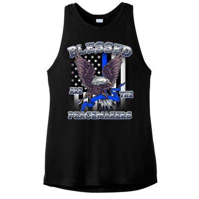 Blessed Are The Peacemakers Thin Blue Line Eagle Ladies PosiCharge Tri-Blend Wicking Tank