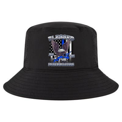 Blessed Are The Peacemakers Thin Blue Line Eagle Cool Comfort Performance Bucket Hat