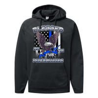 Blessed Are The Peacemakers Thin Blue Line Eagle Performance Fleece Hoodie