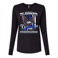 Blessed Are The Peacemakers Thin Blue Line Eagle Womens Cotton Relaxed Long Sleeve T-Shirt