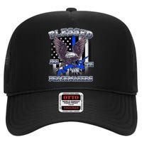 Blessed Are The Peacemakers Thin Blue Line Eagle High Crown Mesh Back Trucker Hat