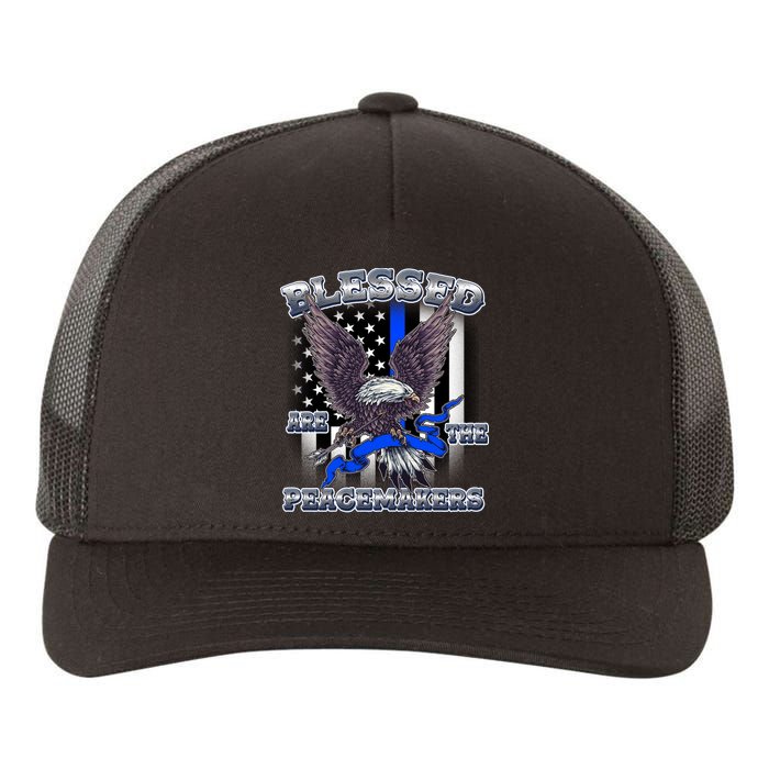 Blessed Are The Peacemakers Thin Blue Line Eagle Yupoong Adult 5-Panel Trucker Hat