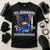 Blessed Are The Peacemakers Thin Blue Line Eagle Cooling Performance Crew T-Shirt