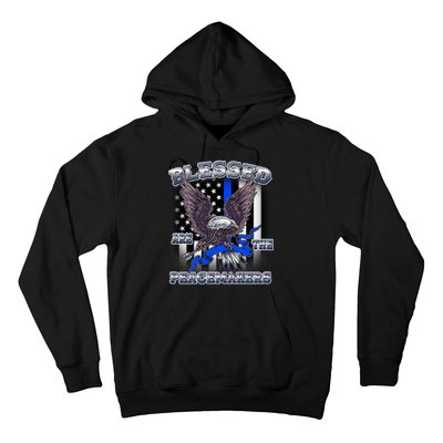 Blessed Are The Peacemakers Thin Blue Line Eagle Hoodie