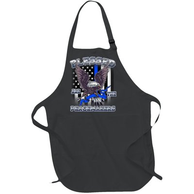 Blessed Are The Peacemakers Thin Blue Line Eagle Full-Length Apron With Pockets