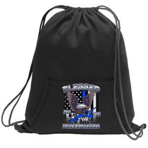 Blessed Are The Peacemakers Thin Blue Line Eagle Sweatshirt Cinch Pack Bag