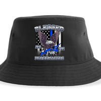 Blessed Are The Peacemakers Thin Blue Line Eagle Sustainable Bucket Hat