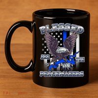 Blessed Are The Peacemakers Thin Blue Line Eagle 11oz C Handle Ceramic Mug