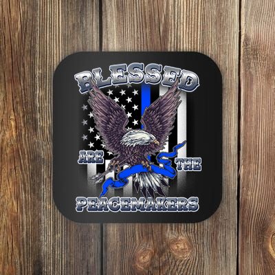 Blessed Are The Peacemakers Thin Blue Line Eagle Coaster