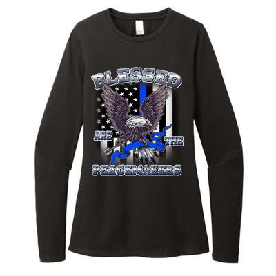 Blessed Are The Peacemakers Thin Blue Line Eagle Womens CVC Long Sleeve Shirt