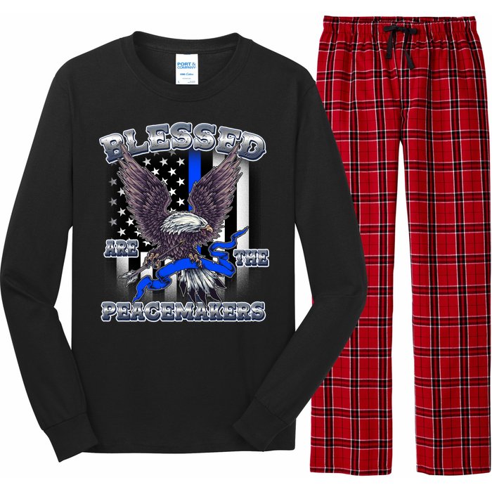 Blessed Are The Peacemakers Thin Blue Line Eagle Long Sleeve Pajama Set