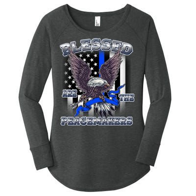 Blessed Are The Peacemakers Thin Blue Line Eagle Women's Perfect Tri Tunic Long Sleeve Shirt