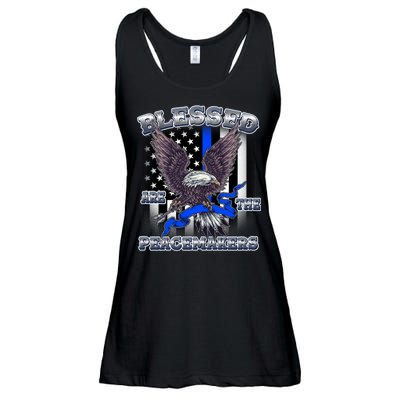 Blessed Are The Peacemakers Thin Blue Line Eagle Ladies Essential Flowy Tank