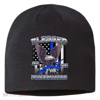 Blessed Are The Peacemakers Thin Blue Line Eagle Sustainable Beanie