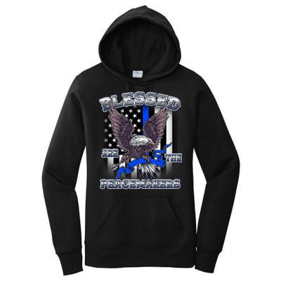 Blessed Are The Peacemakers Thin Blue Line Eagle Women's Pullover Hoodie