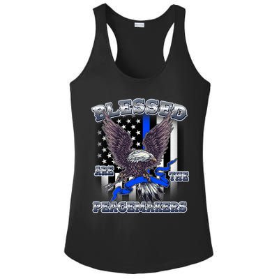 Blessed Are The Peacemakers Thin Blue Line Eagle Ladies PosiCharge Competitor Racerback Tank