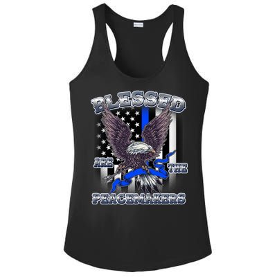 Blessed Are The Peacemakers Thin Blue Line Eagle Ladies PosiCharge Competitor Racerback Tank