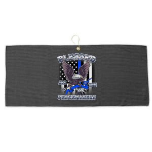 Blessed Are The Peacemakers Thin Blue Line Eagle Large Microfiber Waffle Golf Towel