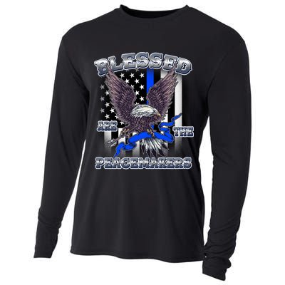 Blessed Are The Peacemakers Thin Blue Line Eagle Cooling Performance Long Sleeve Crew